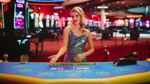 Portrait,Of,A,Female,Croupier,Looking,At,The,Camera,And