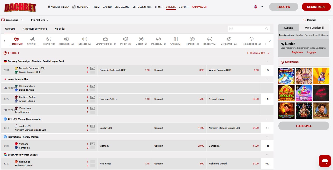 Dachbet live betting NO
