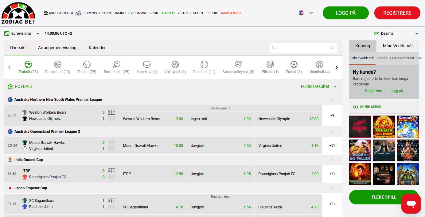 Zodiacbet Live betting NO