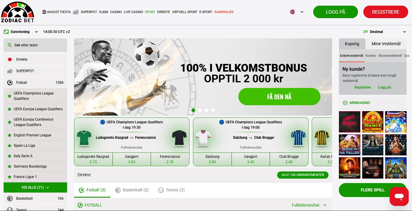 Zodiacbet Sports betting NO
