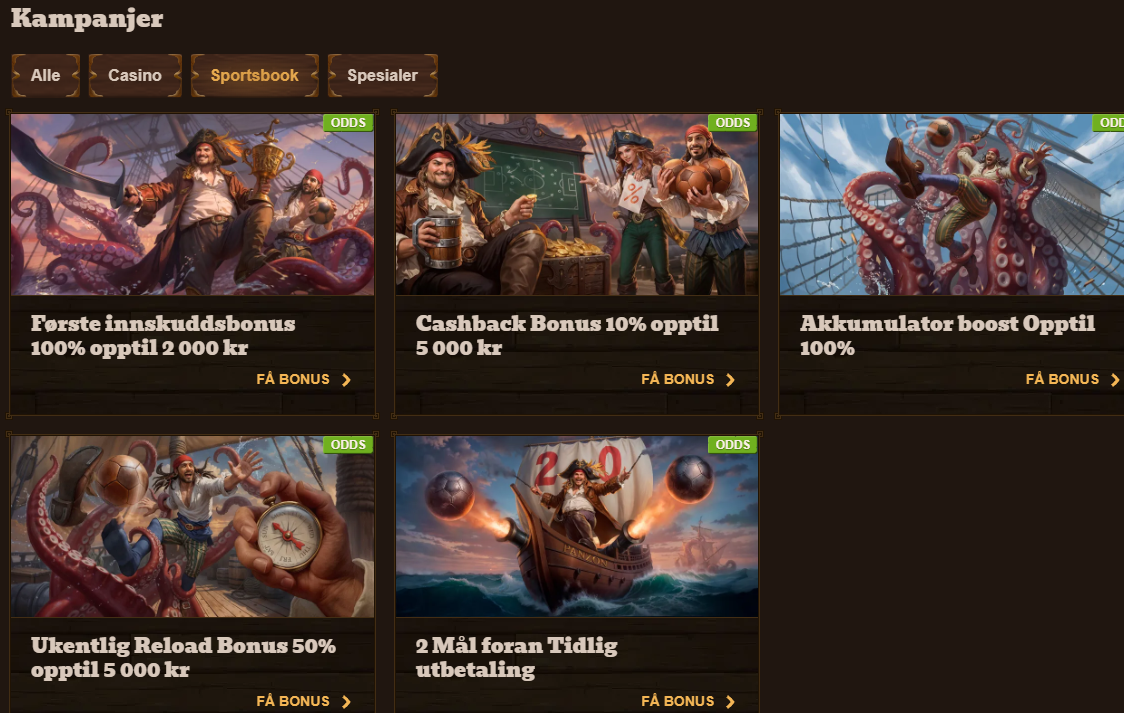 Bonuser og Kampanjer hos Fatpirate Sport