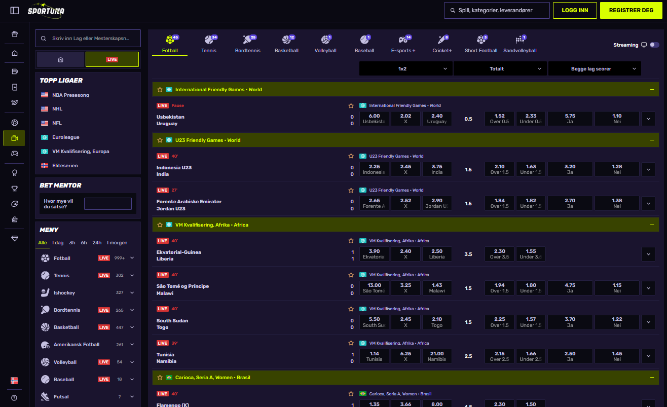 Sportuna Live Betting